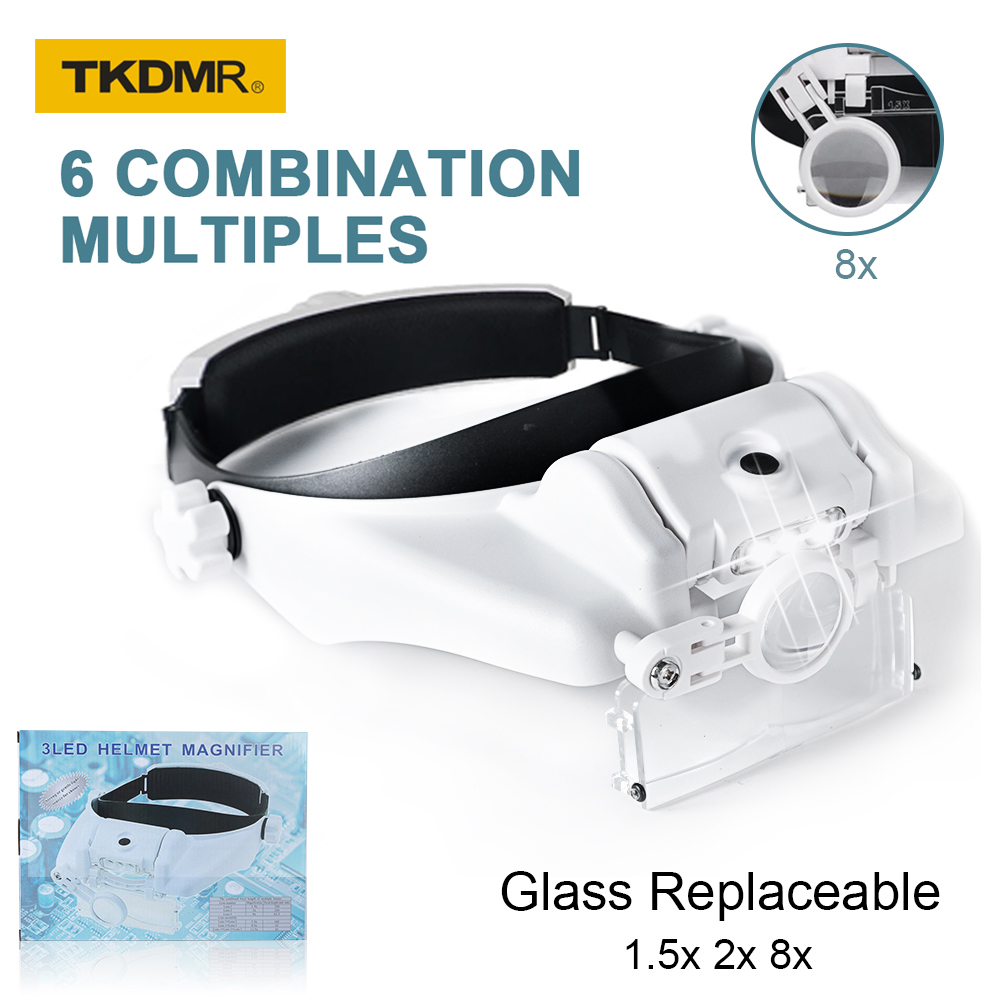 Electronics Repair Glasses - TKDMR 3LED lente d'ingrandimento per fascia